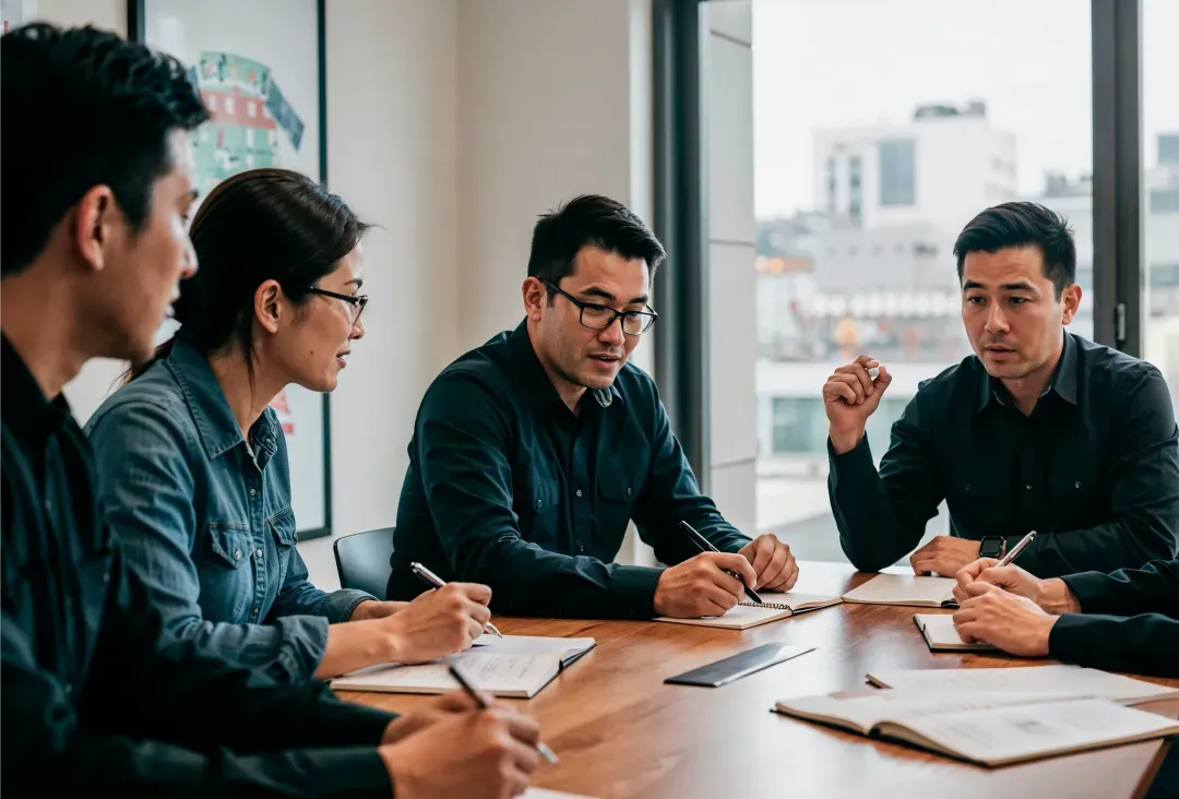 Business team collaborating in modern office
